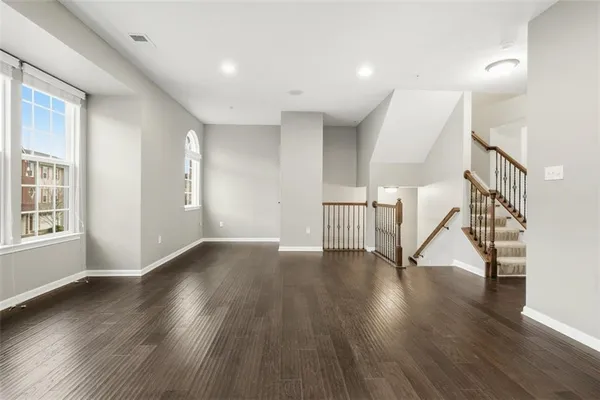 a view of entryway with wooden floor