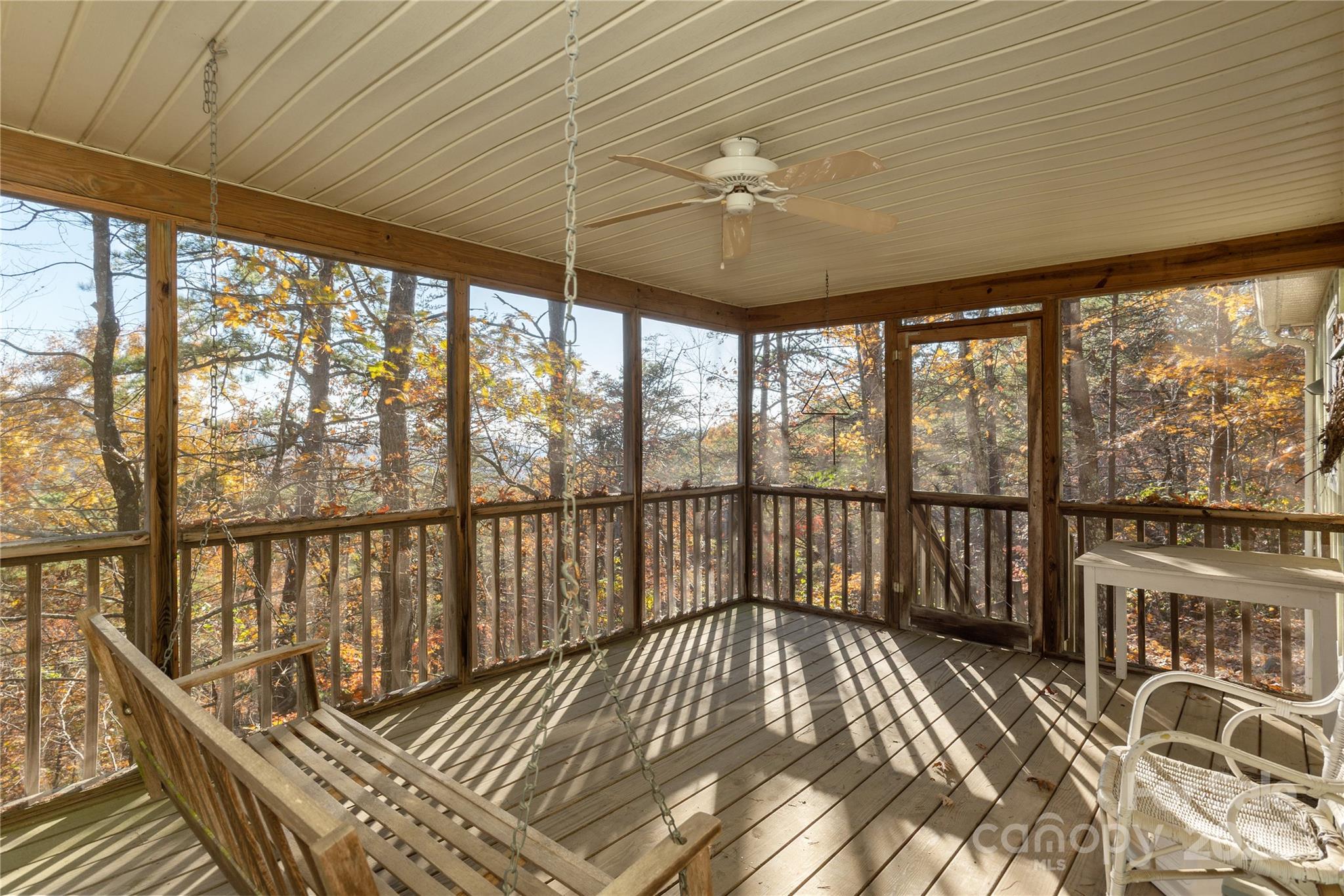 2355 Round Mountain Road Brevard, NC 28712 - Photo 22 of 27 a view of a balcony with wooden floor
