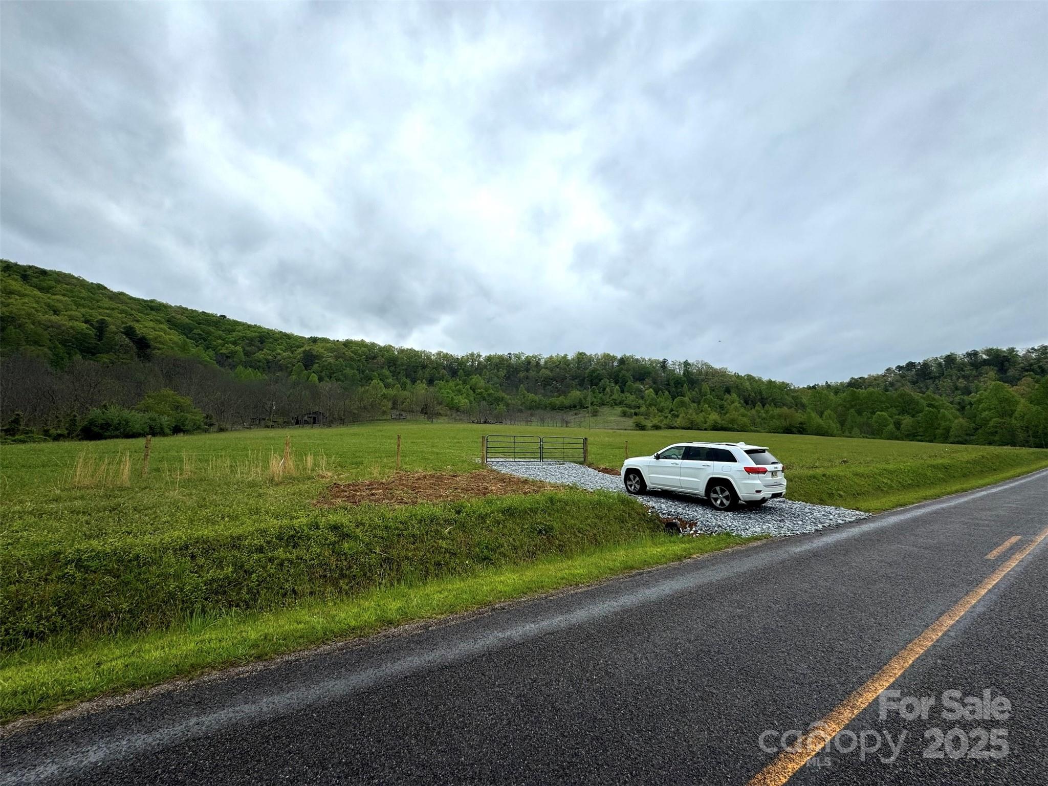 4136 Rose Creek Road Franklin, NC 28734 - Photo 12 of 37 a car parked on the side of the road with a yard