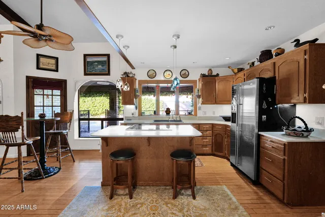 a kitchen with lots of counter top space