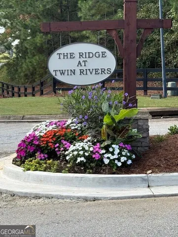 a view of a garden with a flower garden