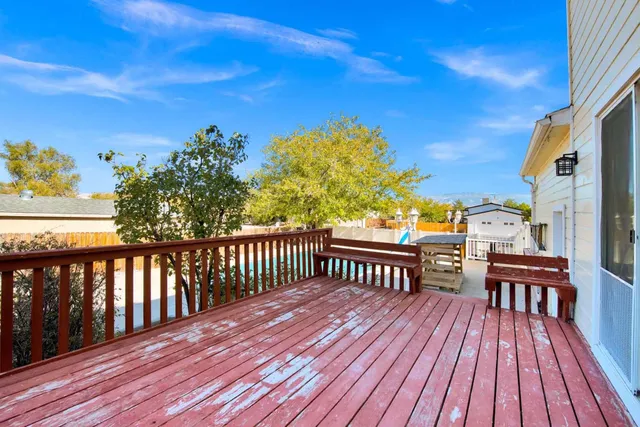 a view of a chairs on a deck