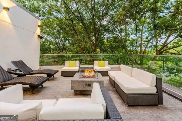 a terrace view with sitting space