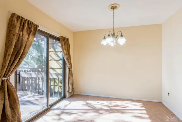 a view of a room with windows