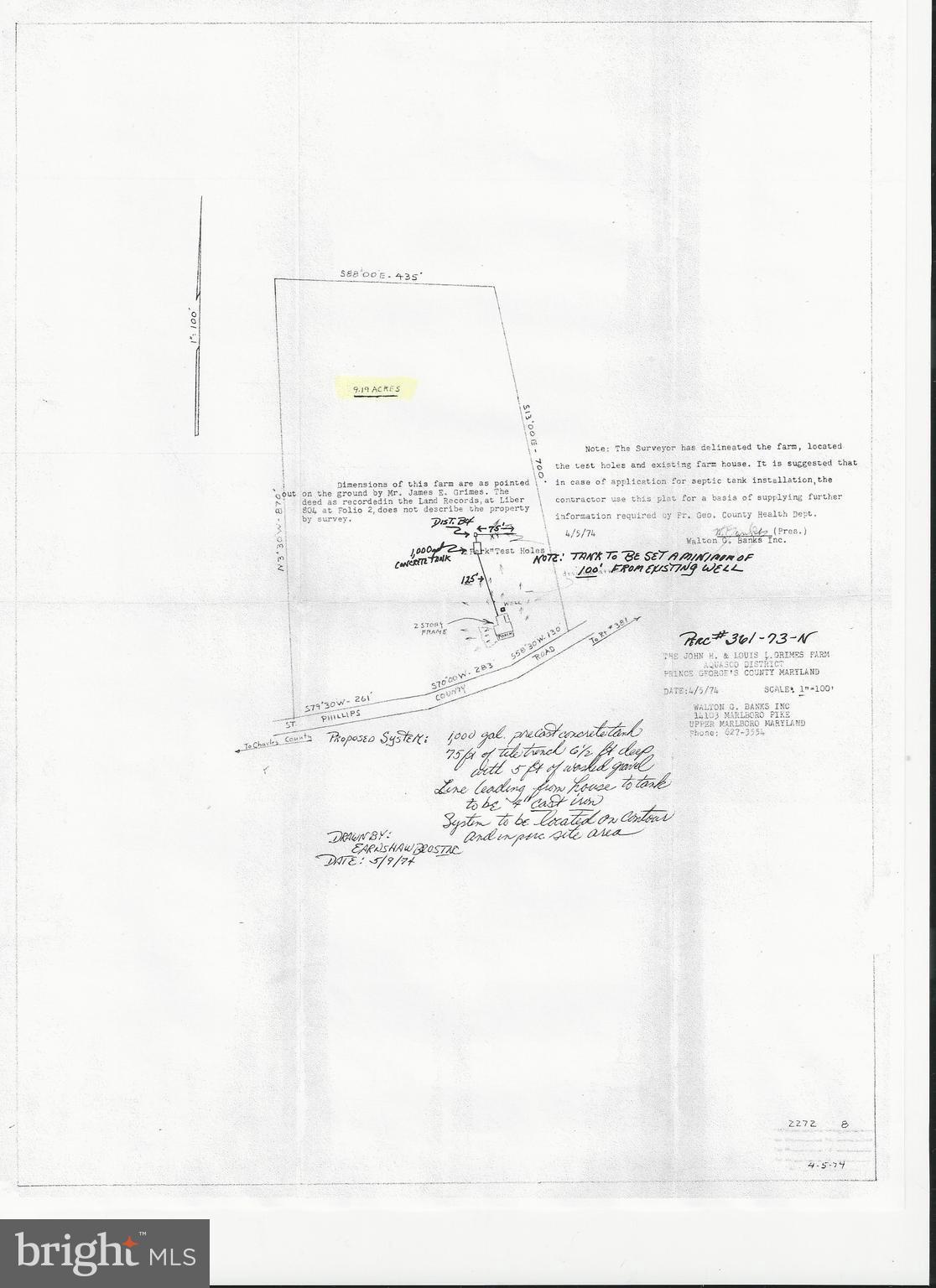 16100 St Phillips Road Aquasco, MD 20608 - Photo 4 of 30 Survey done in 1974 that show the acreage as 9.19