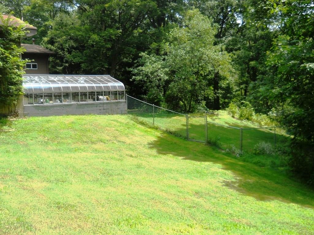 5 - Large rear yard fully fenced for family pets.  Two parcels of adjoining land.  Two acres with house and detached garage.  6.5 acres with seperately fenced area and gardening shed.