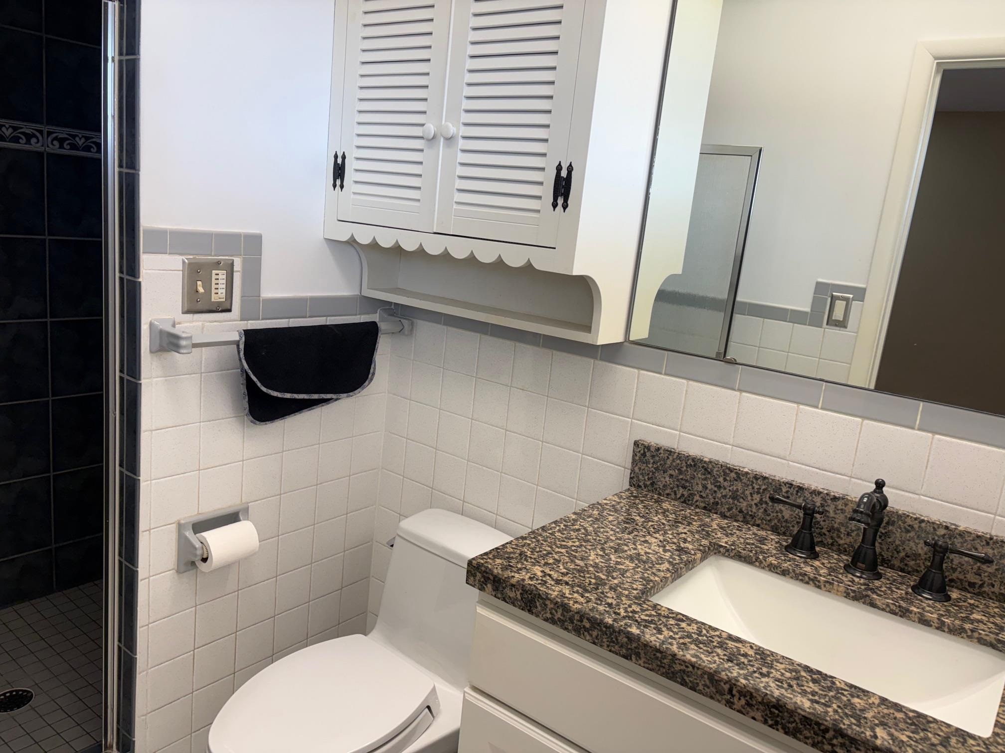 48 Confederate Street Verona, VA 24482 - Photo 21 of 47 a bathroom with a granite countertop toilet sink and mirror