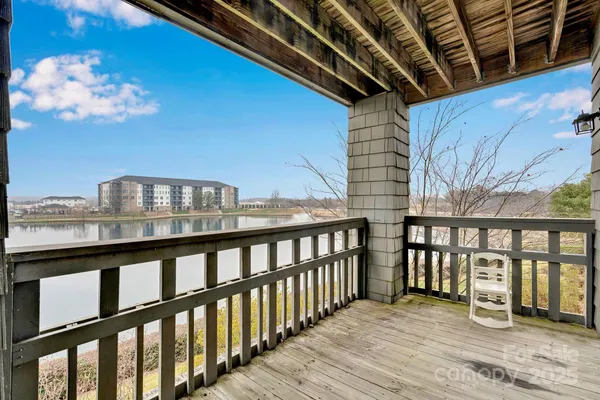 a view of wooden balcony