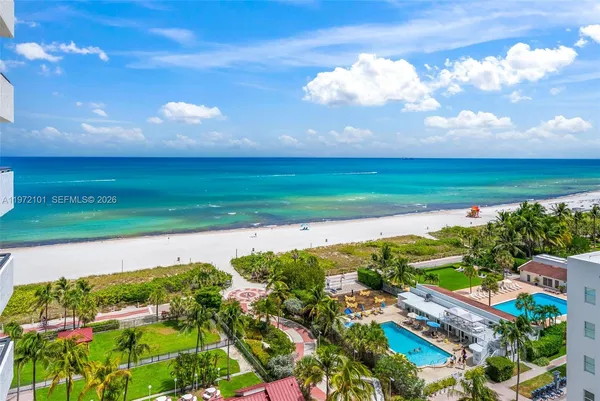 a view of an ocean and beach