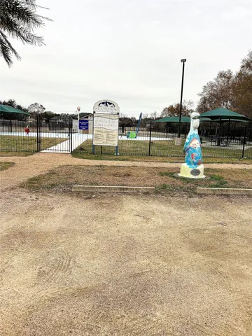 an outdoor space with seating