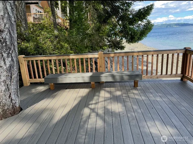 a view of wooden deck