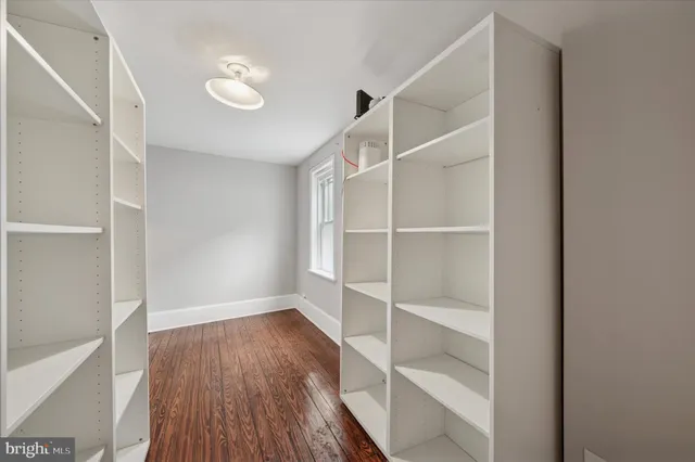 a view of an empty walk in closet