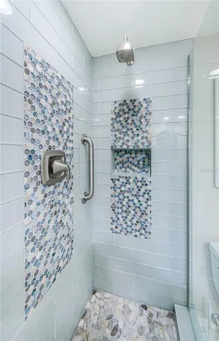 a bathroom with a shower