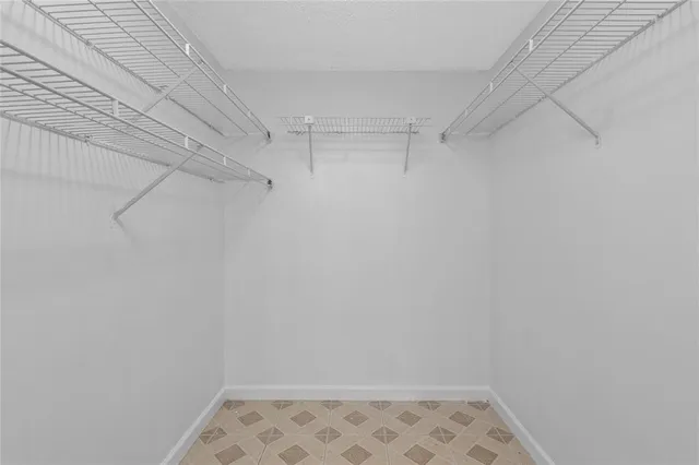 a view of a room with racks on the wall