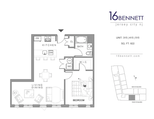 $2,300 | 16 Bennett Street, Unit 515, Jersey City, NJ 07304