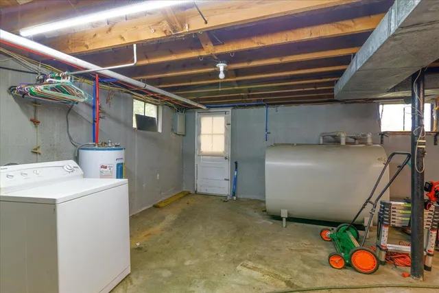 a view of storage and utility room with a window