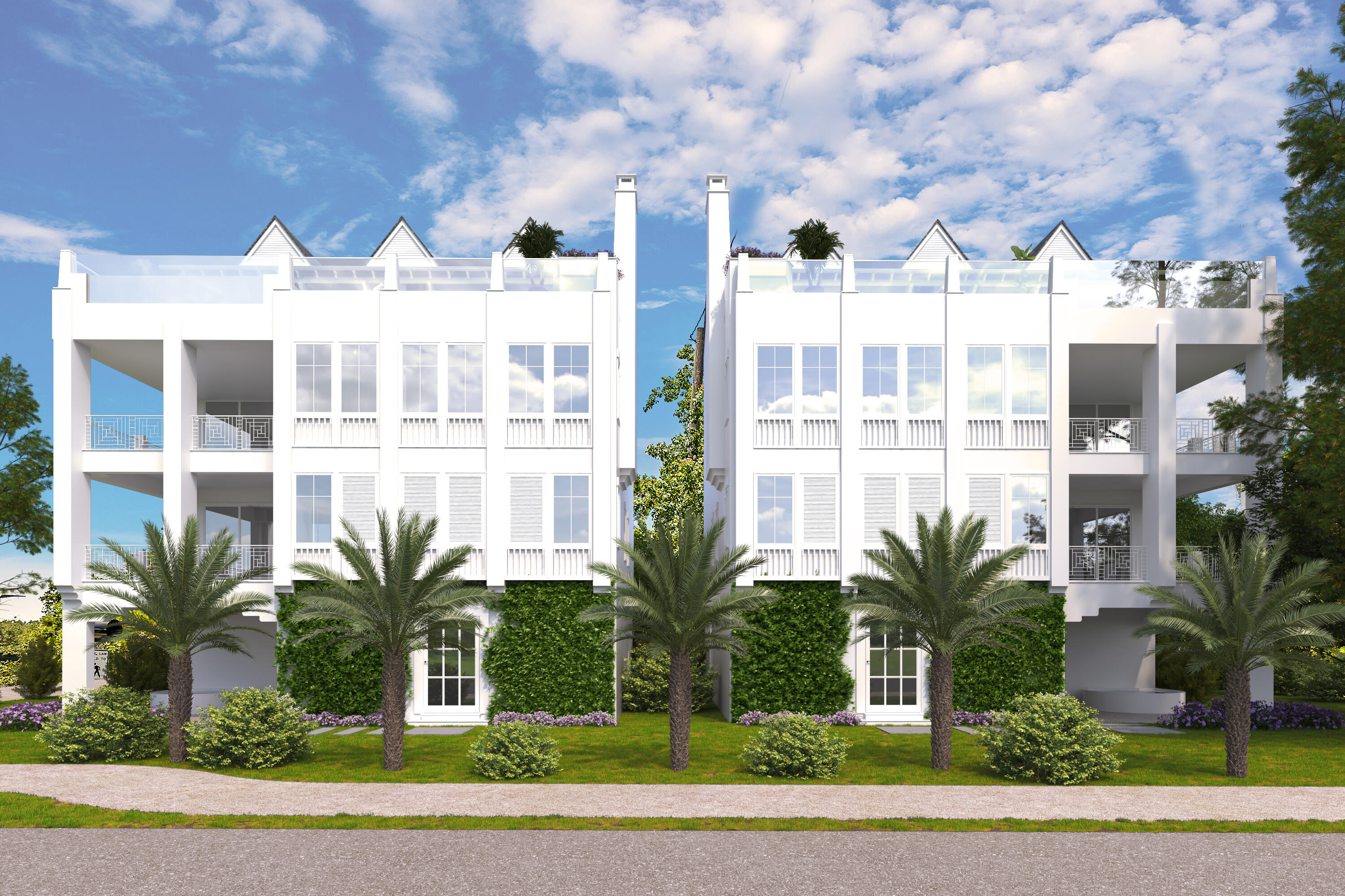 a front view of a multi story building with a yard