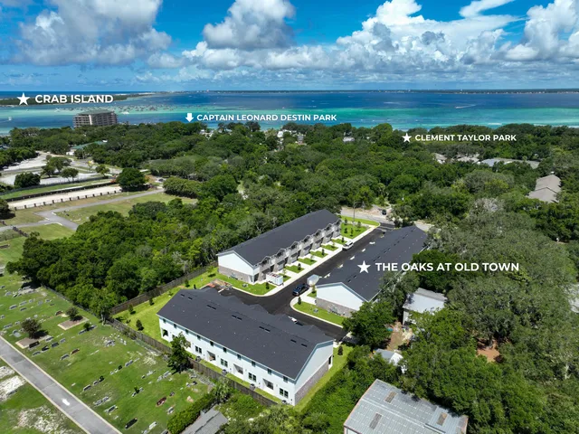 a view of a park with swings