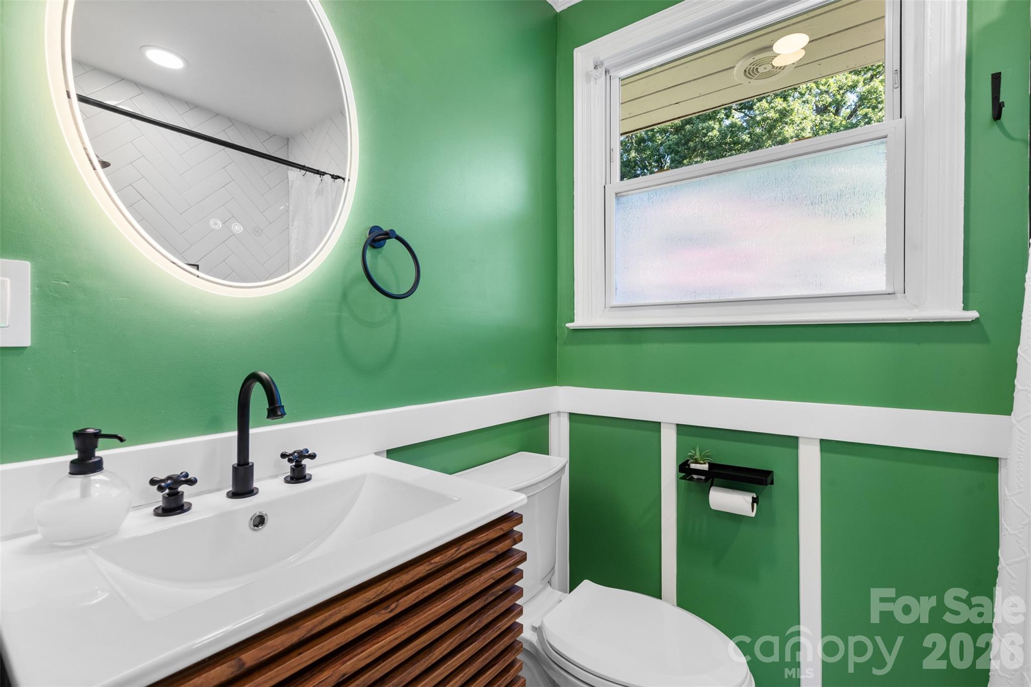1638 Academy Street Charlotte, NC 28205 - Photo 19 of 30 a bathroom with a toilet sink and mirror