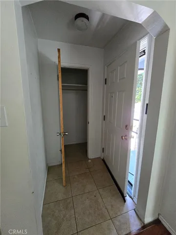 an empty room with a door