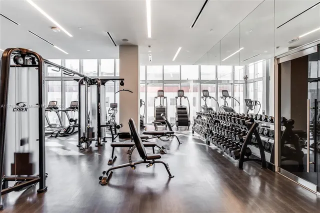 a view of a room with gym equipment