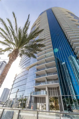 a front view of a multi story building