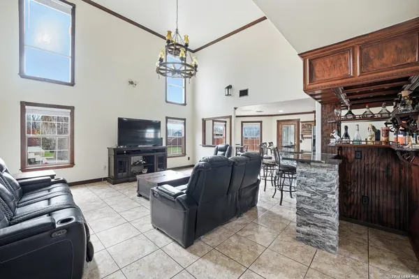 a living room with furniture