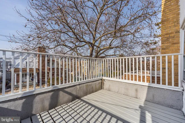 a view of wooden balcony