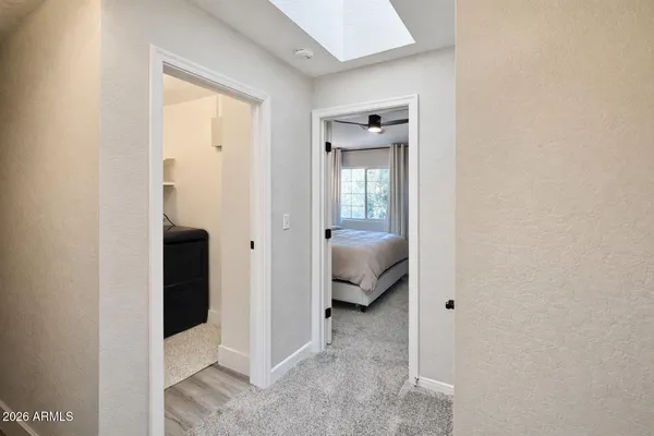 a bed room with a bed and a view