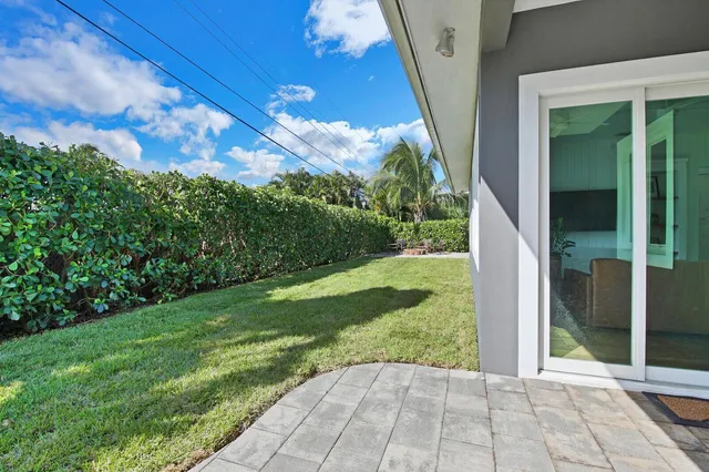 a view of backyard with potted plants
