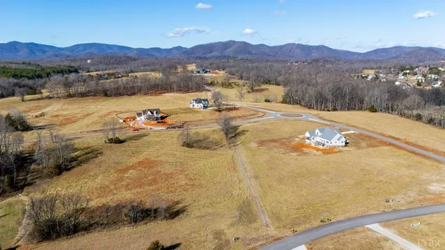 a view of a backyard with a mountain