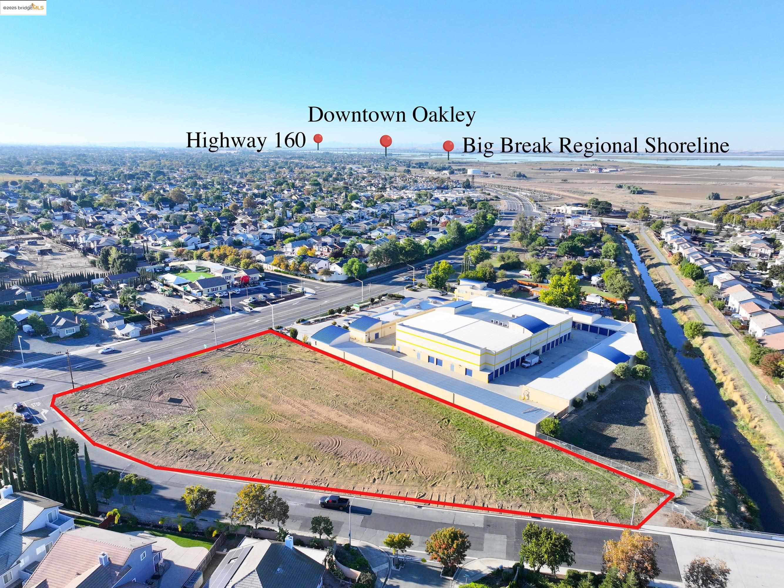 0 Main Street Oakley, CA 94561 - Photo 2 of 9 Aerial view of residential area featuring property boundaries highlighted
