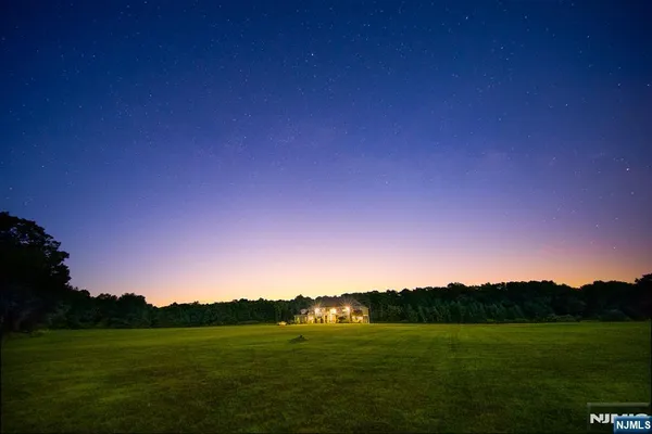 a view of grassy field with ocean
