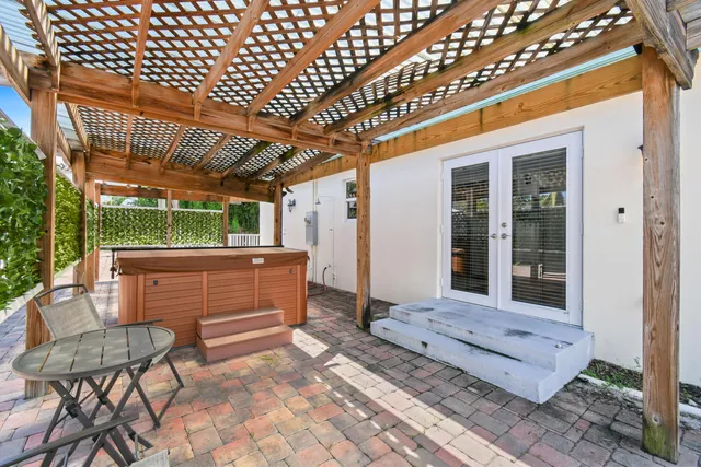 a view of a porch with furniture