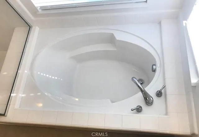 a bathroom with a bathtub