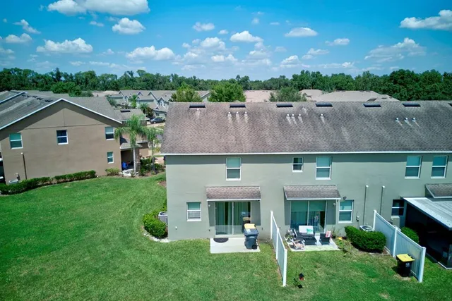 an aerial view of a house