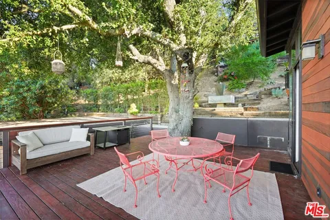 a view of a hallway with wooden floor and a potted plant