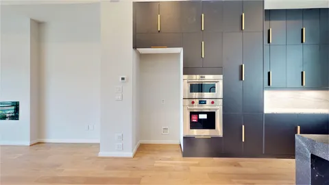 a view of a porch with a large window