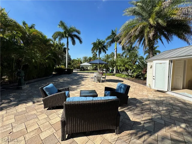 a outdoor space with patio furniture