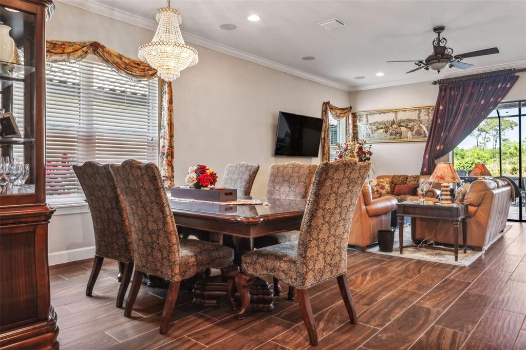 8530 Grand Alberato Road Tampa, FL 33647 - Photo 8 of 67 a living room with furniture a chandelier and a flat screen tv