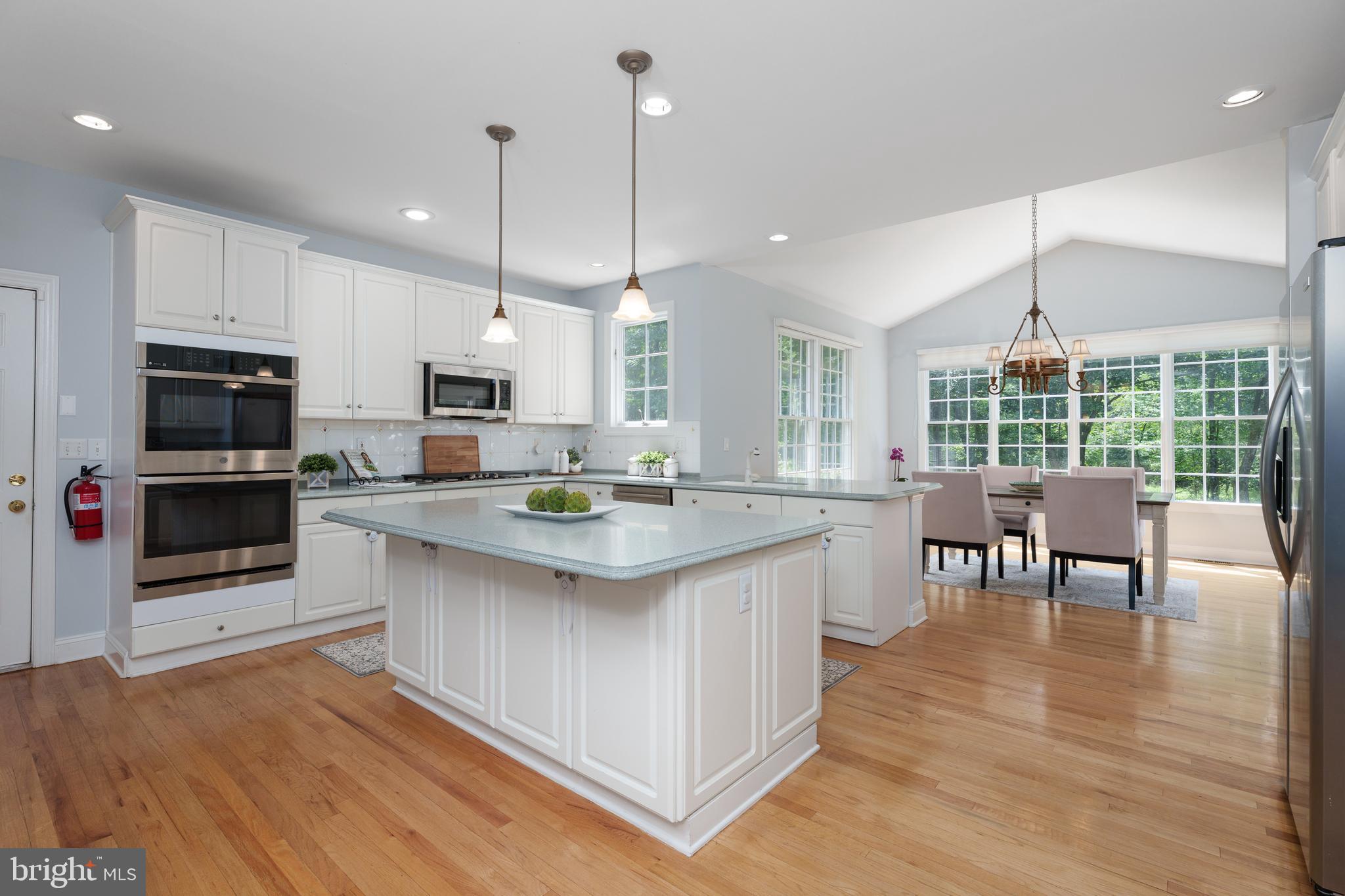 9 Deer Path Skillman, NJ 08558 - Photo 5 of 48 a kitchen with kitchen island granite countertop a stove a sink a dining table and chairs