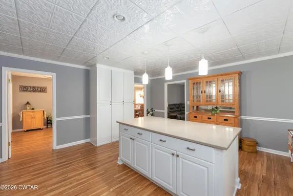 a large room with a large window