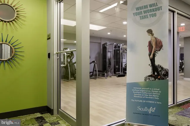 a view of a room with gym equipment