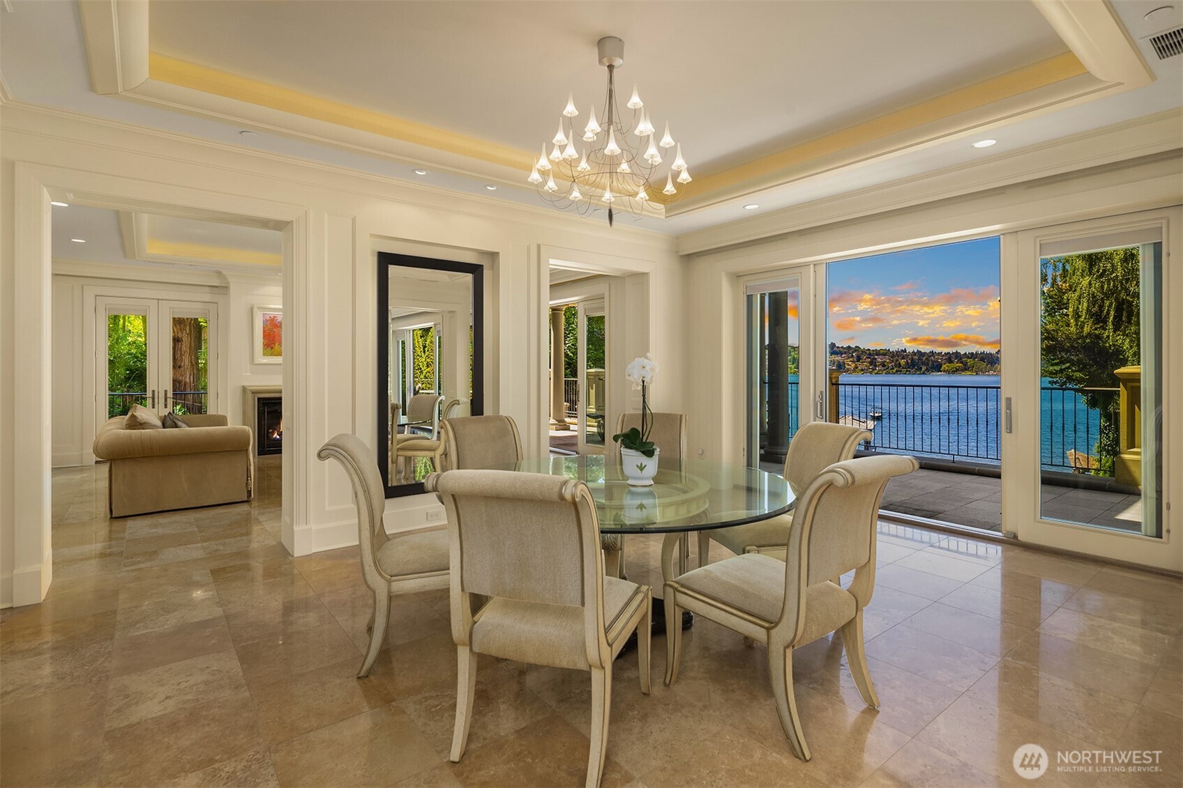 Undisclosed Address Mercer Island, WA 98040 - Photo 11 of 28 a view of a dining room with furniture wooden floor and chandelier