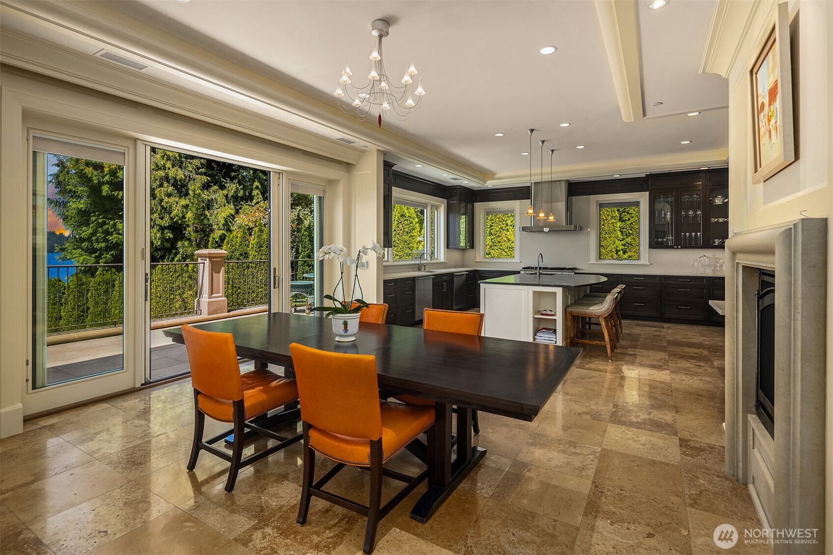 Undisclosed Address Mercer Island, WA 98040 - Photo 13 of 28 a dining room with furniture a floor to ceiling window and wooden floor