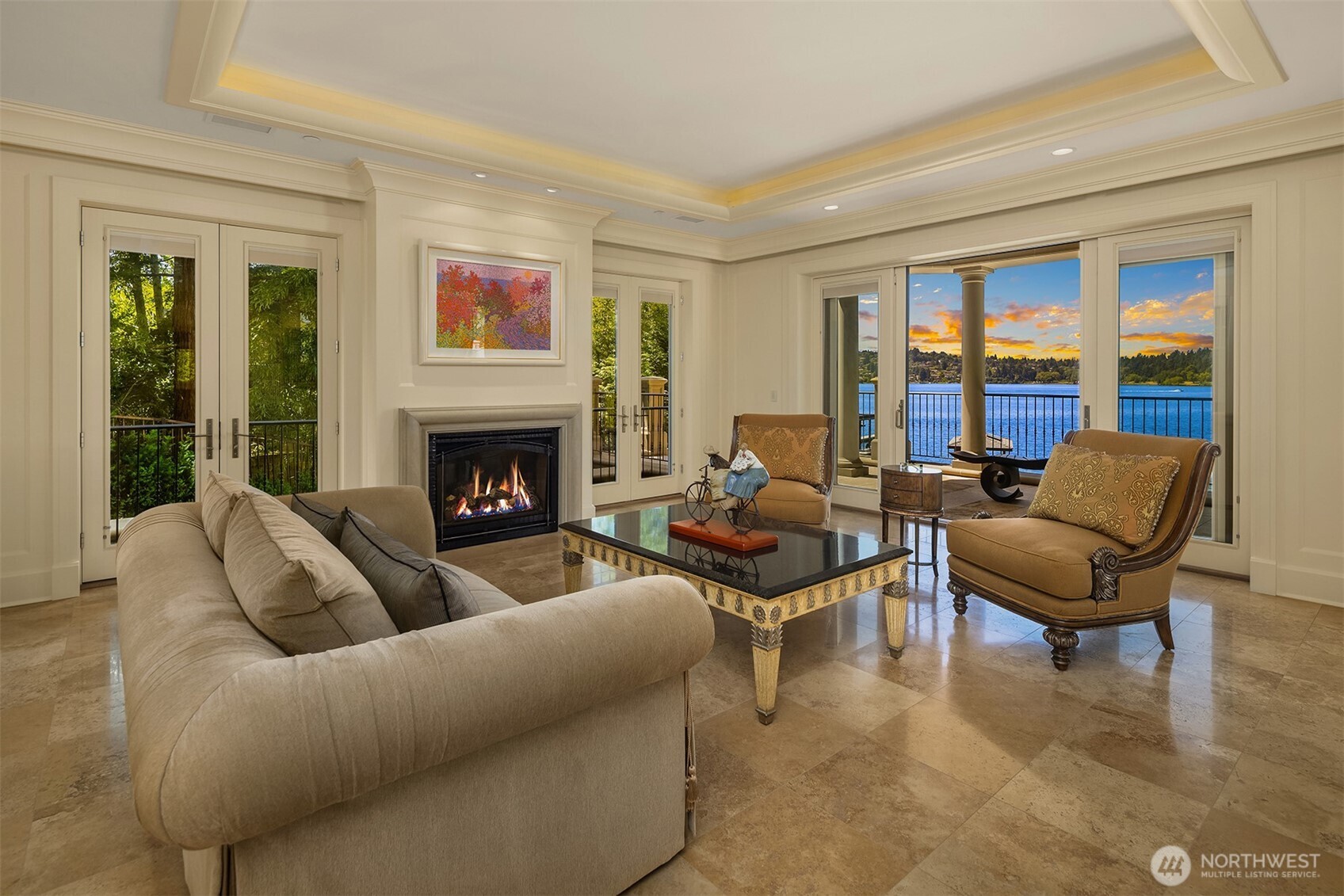 Undisclosed Address Mercer Island, WA 98040 - Photo 9 of 28 a living room with furniture and a fireplace