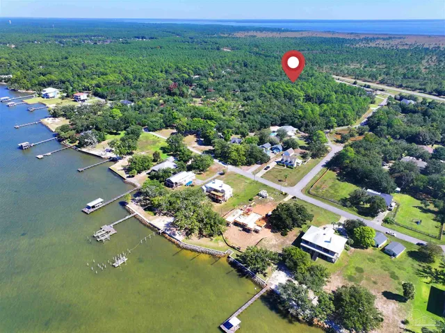 a view of an ocean from a yard