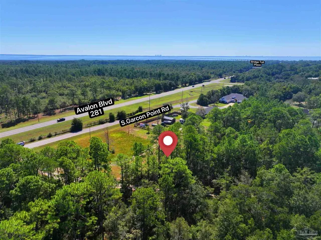 a view of an ocean with trees