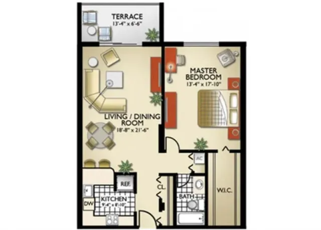 a picture of a bench in front of a door