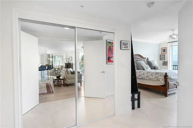 a view of a balcony with a potted plant